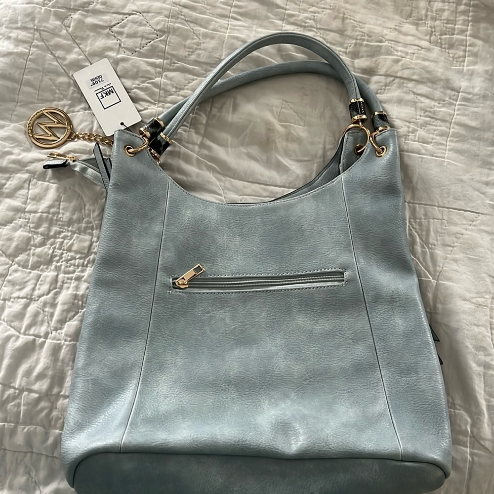 Mia K Fareow handbag, NWT, light denim blue